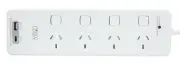 HPM SURGE PROTECTED POWERBOARD 4-Outlet With A & C USB Ports, 1.8m Lead WHITE