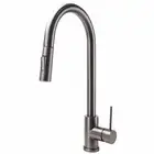 Gunmetal Grey Round Pull Out 2 Mode Swivel Kitchen Mixer Sink Tap Laundry Faucet