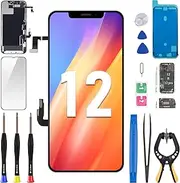 BESJMYT for iPhone 12/12 Pro Screen Replacement 6.1" with Ear Speaker Proximity Sensor 12Pro 3D Touch LCD Display Digitizer Full Assembly Front Earpiece Repair Kits Fix Tools A2172 A2402 A2403 A2404
