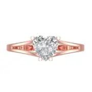 14K Rose Gold Solitaire Promise Ring, 1 ct Heart Cut Simulated Diamond
