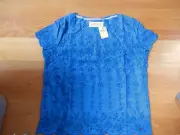 NWT Abercrombie & Fitch Skye Top Lace Top Blue Small by Hollister