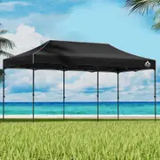 3x6m Gazebo InstaHut Pop Up w/Base Podx4 Marquee Folding Outdoor Wedding Camping Tent Shade Canopy Black