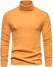 [NAKEAH] Men's Solid Color Turtleneck T Shirt Spring Autumn Basic Slim Fit Long Sleeve Pullover Tops