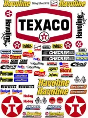 TEXACO Sticker Gang SHEET 16 -R/C MODEL Decal 1/12 -1/10-DIE CUT -NASCAR==16
