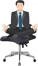 Desk Kneeling Chairs Meditation Swivel Chair for Seniors 300lbs- Upright Posture Chair Kneeling Chair Adjustable- No Back Criss Cross Chair with Wheels Black