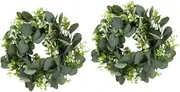 BIUDECO 2pcs Decorative Eucalyptus Wreaths Artificial Eucalyptus Garland for Wall Hanging for Weddings Christmas Celebrations and Home Decor