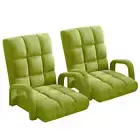 2X Foldable Lounge Cushion Adjustable Floor Lazy Recliner Chair with Armrest Yel