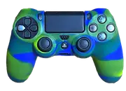 Silicone Cover For PS4 Controller Case Skin - Glossy Blue/Green Swirls