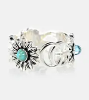[Gucci] Gucci Double G flower sterling silver ring with topaz and mother of pearl L 1/2 silver