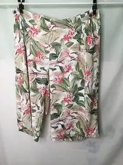 AUTOGRAPH CREAM MULTI COLOUR FLORAL CROP PANTS SIZE 24 COMFORTABLE ALL NEW