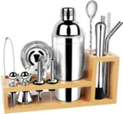 Bartender Kit Bar Set with Bamboo Stand, Cocktail Shaker Set Cocktail