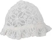 [Minkissy] Hat Girls Lace Bonnet Baby Lace Cap White Summer Comfortable Breathable