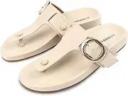 [Viapipa] Women Arch Support Flip Flops Comfortable Dressy Lightweight Summer Beach Thong Sandals, Beige, 9