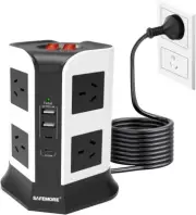 Tower Power Board with 8 AC Outlets, 2 USB C & 2 USB A Ports, Power ...