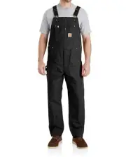 New Carhartt Men's Relaxed Fit Duck Bib Overall Black Size 38x28