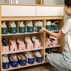 Adjustable Storage Shoe Rack Two Gear Height Wardrobe Stacker Shoe Cabinet
