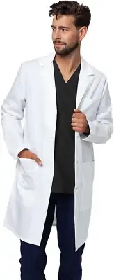 WEARPEER Professional Lab Coat for Men - Long Sleeve, White Lab Coat, Stain-Prot
