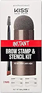 Kiss New York Professional Instant Brow Stamp and Stencil Kit Powder Stamp Eyebrow Shaping Kit (Medium Brown)
