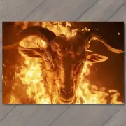 5x7" Goat from Hell Fire Evil Vampire Demon Devil Horn Animal Scary Unusual