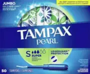 Tampax Pearl Tampons Super LeakGuard, Fresh Scent, 50 Ct (DAMAGE BOX)