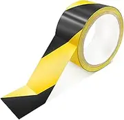 TEAONE Warning Tape, 1 Roll Black & Yellow Tape for Walls, Steps, Pipes, Equipment (4.8cm x 16m)