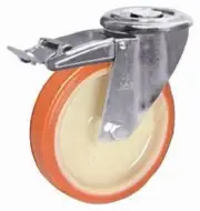 Lag HEAVY DUTY STEM SWIVEL CASTOR w/Brake 125mm 250kg PUR Tyre, Single Bolt