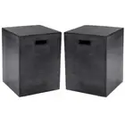 Home Square Castor 13.75" Modern Concrete End Table in Black - Set of 2