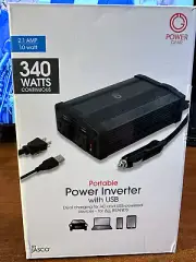 Power Gear Portable Inverter 2-USB 2-Outlet 2.1A 340W Black 34473