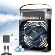 3 In 1 Portable Mini Air Cooler Fan with LEDnightlight Air Conditioner Desk Fan