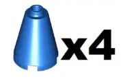 LEGO 4 New Blue Cone 2 x 2 x 2 Studs Roof Tower Building Pieces Parts D868