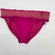 New Bleu Rod Beattie Smocked Bikini Bottoms Pink Womens 10 Full Coverage
