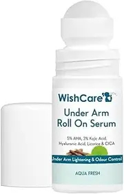 WishCare Underarm Roll On Serum - 5% AHA, 3% Kojic Acid, HA, Licorice - Underarm Lightening & Odour Control - Long Lasting Aqua Fragrance-50ml