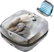 Period Bag,Sanitary Napkin Storage Bag,Winter Snow Polar Bear,Tampon Holder for Purse
