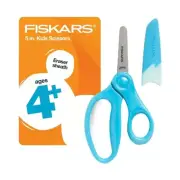 Fiskars 5" Blue Kids Blunt Tip School Safety Scissors w Eraser Sheath Warranty