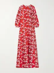 [BERNADETTE] BERNADETTE - Roxette Floral-print Silk Crepe De Chine Gown - Red - FR 38 FR 38 Red
