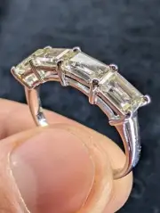 New Emerald Cut Gemstone Sterling Silver 925 Ring - Size 10
