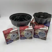 5 Bundt Cake Pans 8” Corol 4” Lily 9” Rose Cast Aluminum Dessert Party Baking