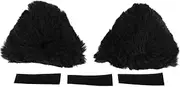 X AUTOHAUX Motorcycle Helmet Accessories Decoration 3D Cat Ears for Motorcycle Bicycle Skiing Helmets Black Plush Sticker 1 Set