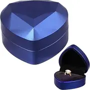 [Generic] Engagement Ring Box Jewellry Display Gift Boxes Heart Shaped Ring Case for Proposal Wedding Anniversary (Blue, One size)