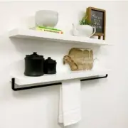 True Floating 5.5 in. x 36 in. White Pine Wood Floating Decorative Wall Shelf...