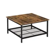 VASAGLE Industrial Style Rustic Brown and Black Square Coffee Table