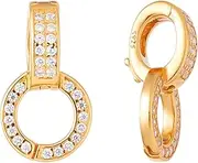 Hobbspring Pack of 2 925 Sterling Silver Pendant Clasps, Golden Cubic Zirconia, Double Clasp Bracelet, Extension Clasp, Connector, Decor for Necklaces, Jewellery Making