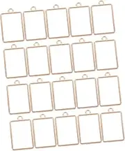 [Beatifufu] 20pcs Retro Jewelry Pendants Rectangular Diy Accessories Hollow-out Pendants for Necklace Making