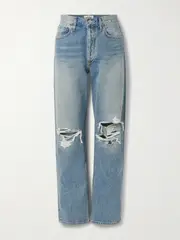 [AGOLDE] AGOLDE - Kelly Distressed High-rise Straight-leg Jeans - Light denim - 26 26 Blue