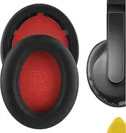 Geekria QuickFit Replacement Ear Pads Compatible with Anker Soundcore Life Q10, Q10, Life 2 NEO BT Headphones, Ear Cushions (Black/Red)