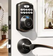 Veise Fingerprint Door Lock with 2 Lever Handles - Keyless Entry Door Lock