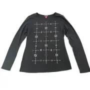 Vince Camuto Womens Top Small Gray Metal Stud Long Sleeve Stretch Rayon Knit NEW