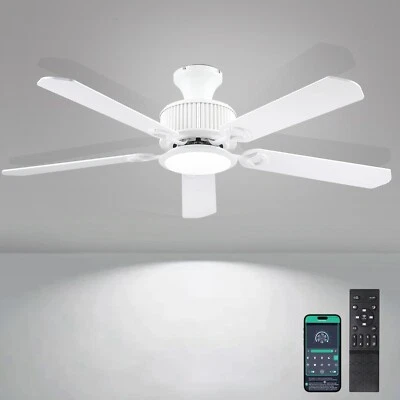 52" Ceiling Fans with Lights-Low Profile Ceiling Fan with Light and APP&Remot...