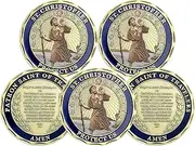 5 Pcs St. Christopher Challenge Coins, Gifts to Guard Travel and Driving Safety and Good Luck