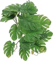 iplusmile Reptile Terrarium Plant Decorations, Hanging Climbing Decor with Suction Cups, Faux Leaves Plant for Fish Tank Reptile Snake Habitat